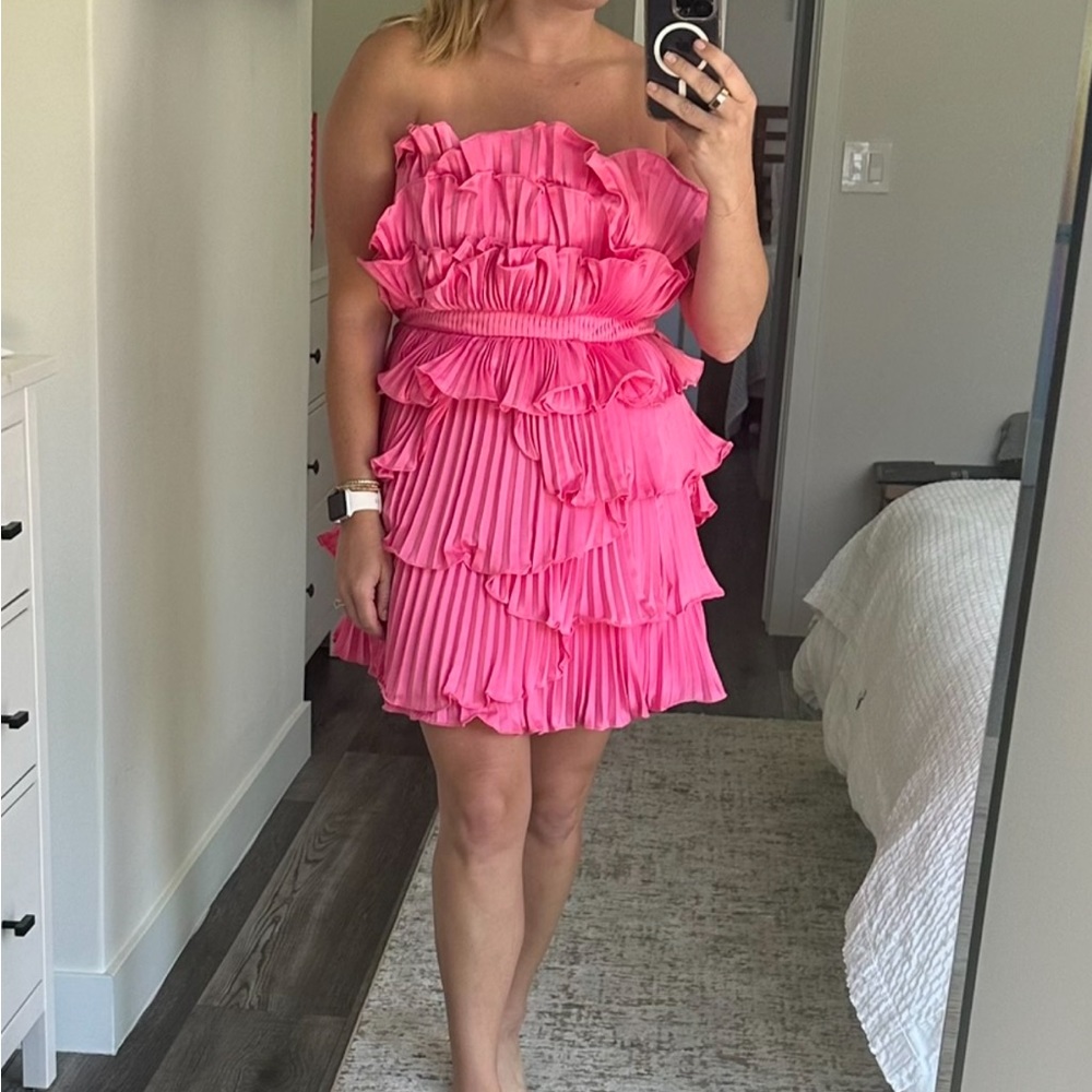 AMUR Reed Pleated Mini Dress